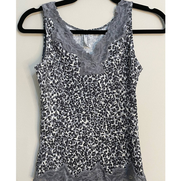Flexees Womens Shapewear Grey Black White Animal Print and Lace Camisole SZ L - Picture 1 of 8